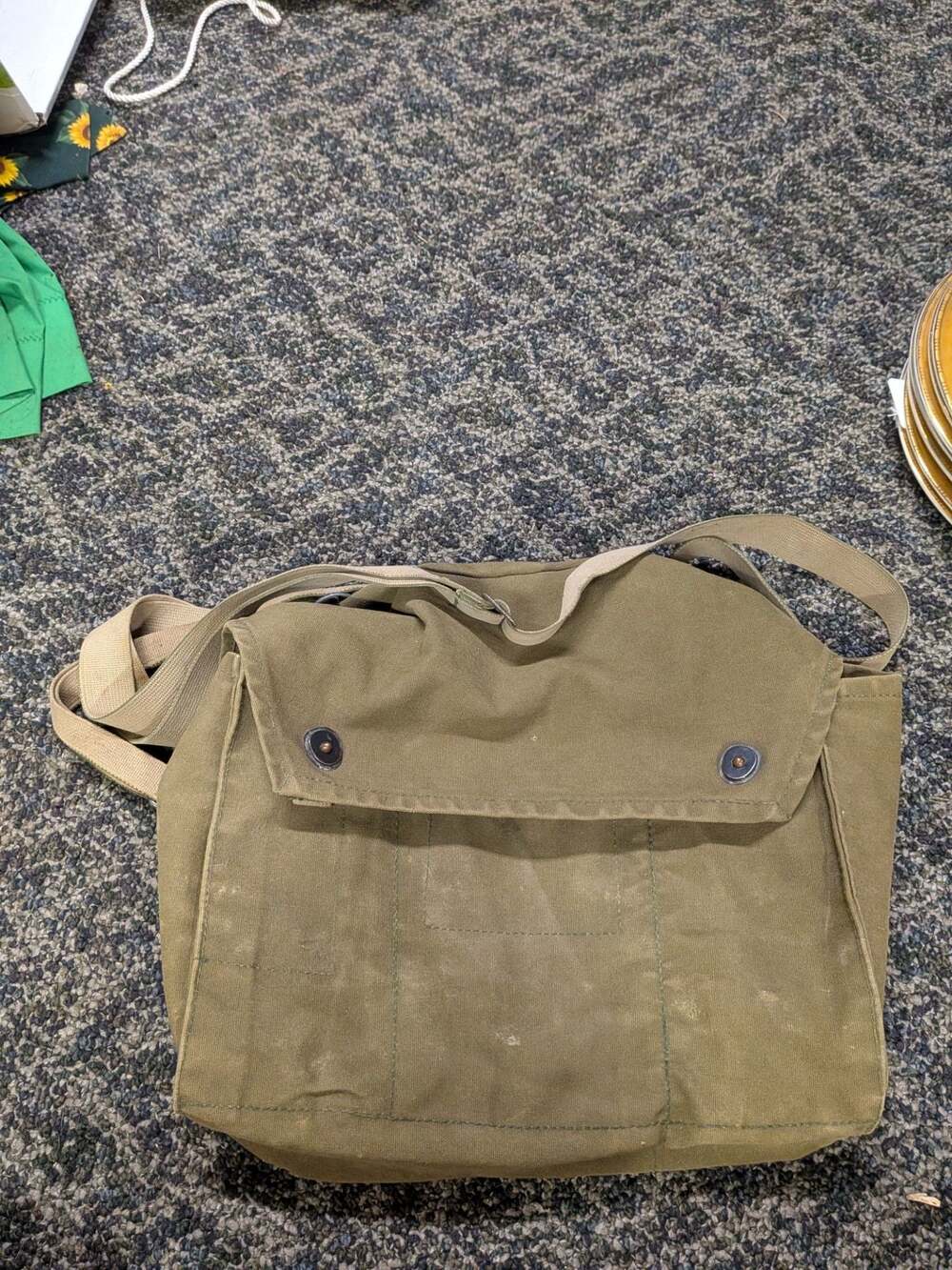 Vintage Military Canvas Shoulder Bag Utility Satchel Gas Mask Bag